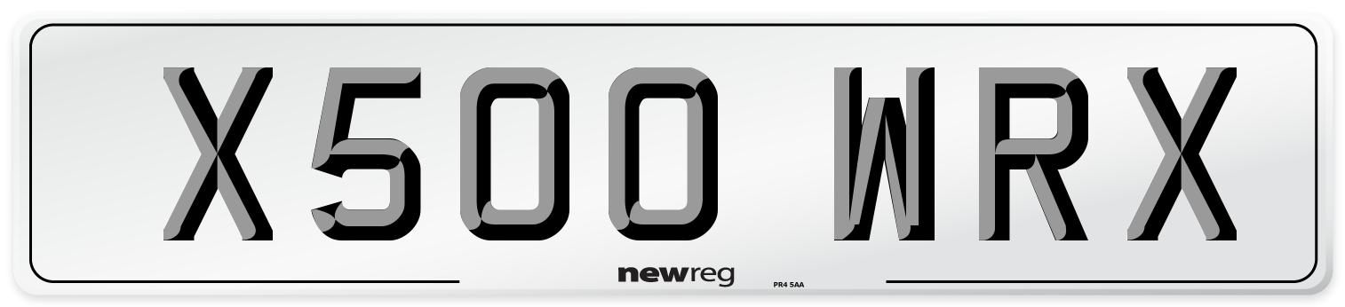 X500 WRX Number Plate from New Reg
